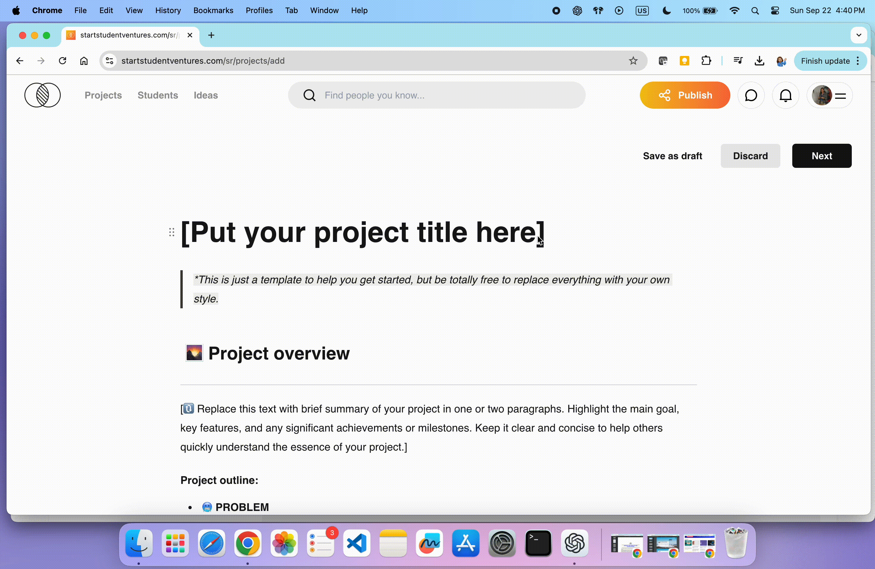 create project tutorial step 1